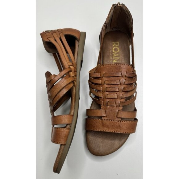 Roan By Bed-Stu Clarise Brown Leather Woven Sandals Size 7.5 - Picture 3 of 12